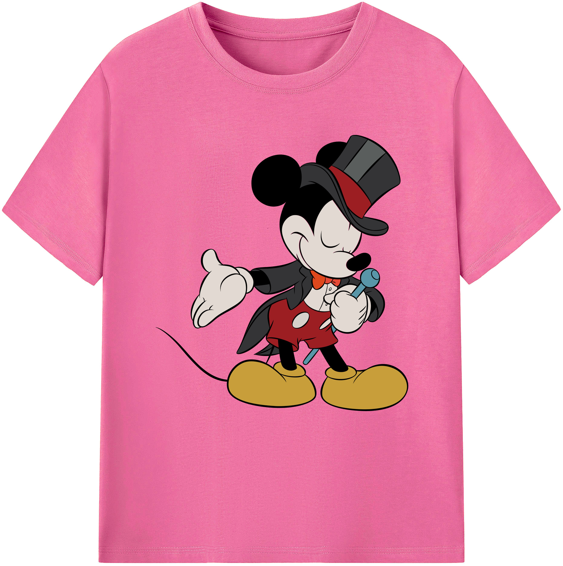 （画像用） ミッキーマウス Mickey Mouse レディースカジュアルプリントTシャツ（綿100％）